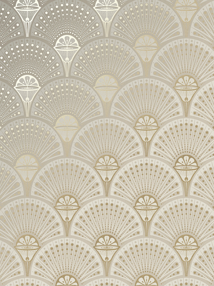 Deco Martini Wallpaper by Divine Savages in Gatsby Gold, pattern swatch