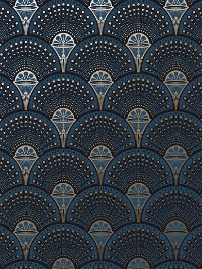Deco Martini Wallpaper by Divine Savages in Midnight Gold, pattern swatch