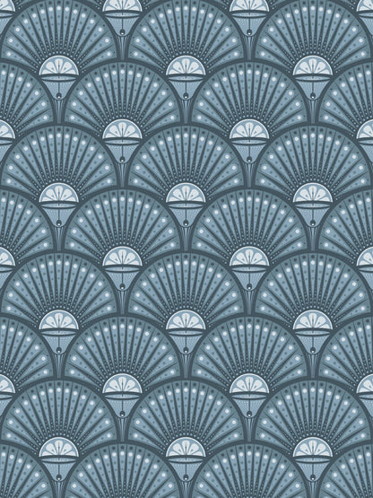 Deco Martini Wallpaper by Divine Savages in Powder Blue, pattern swatch