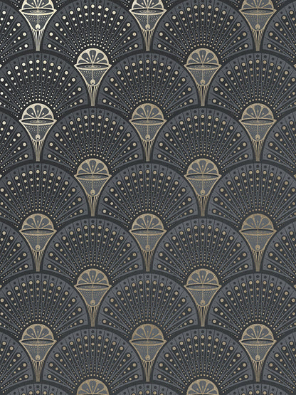 Deco Martini Wallpaper by Divine Savages in Smokey Gold, pattern swatch