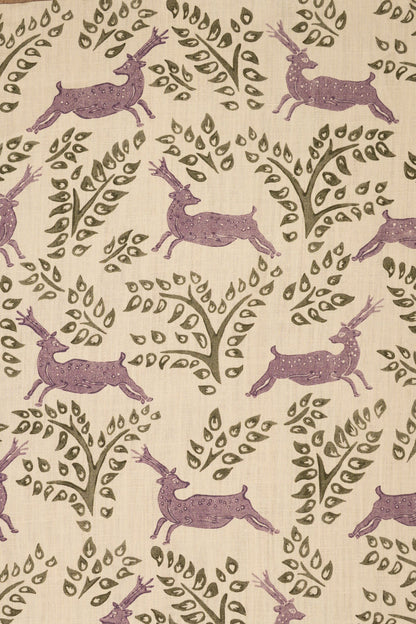 Deer Deer Fabric by Jean Monro in Azure Ochre