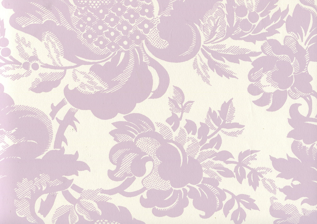 Des Gardes Soft Lavender on Off White wallpaper by Quadrille