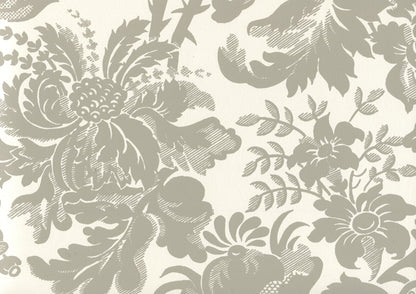 Des Gardes Gray on Off White wallpaper by Quadrille