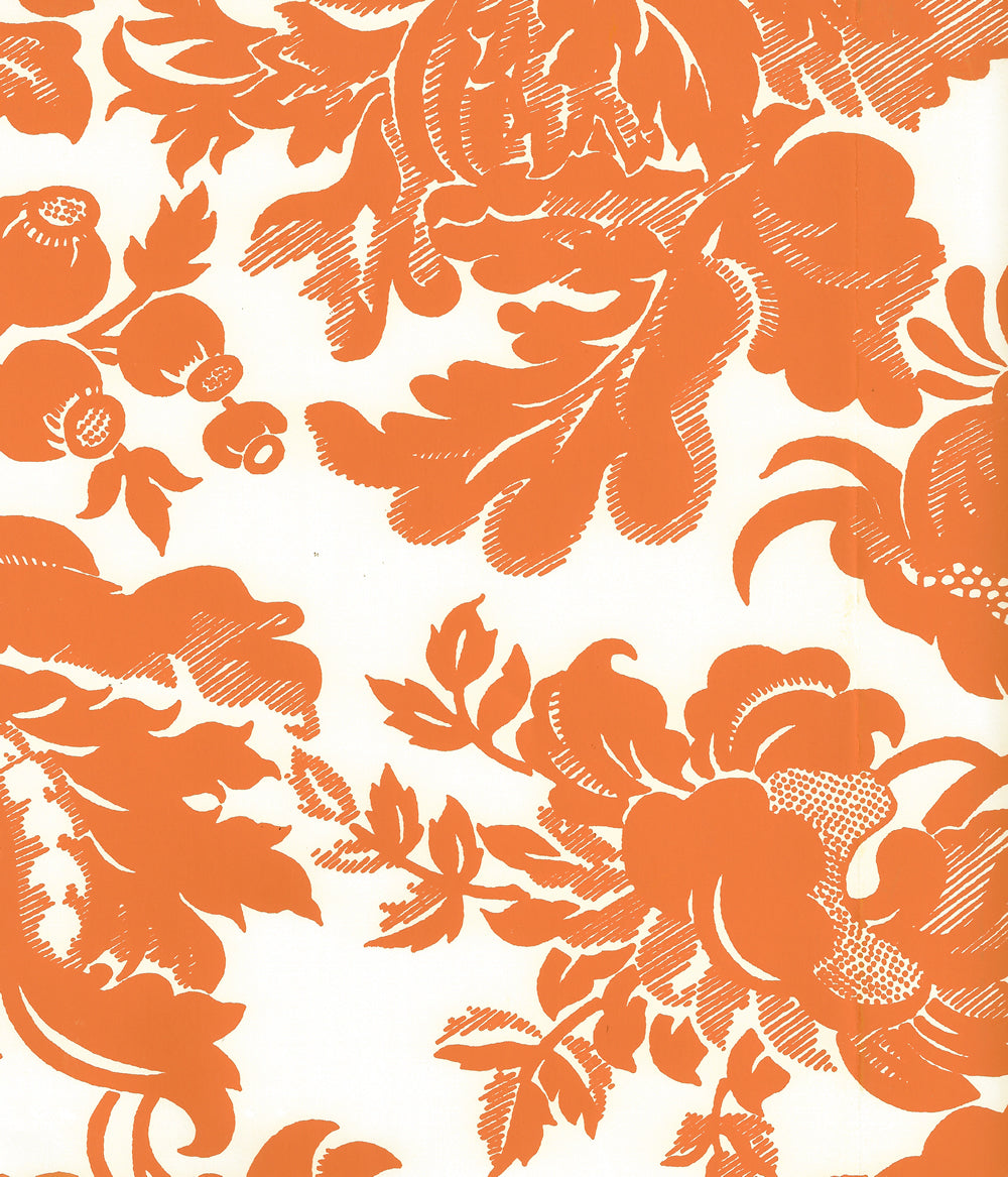 Des Gardes Terracotta on Off White wallpaper by Quadrille
