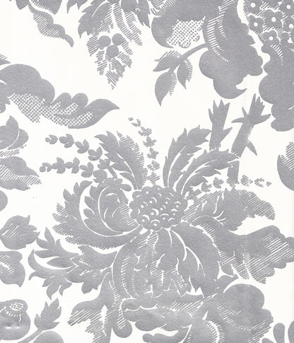 Des Gardes Silver Metallic on Off White wallpaper by Quadrille