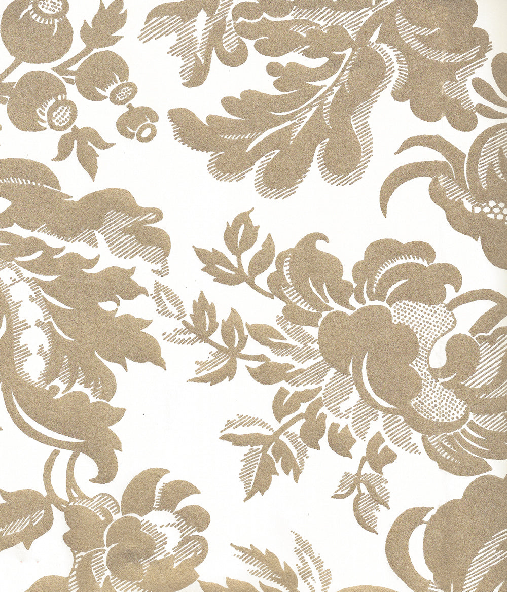 Des Gardes Gold Metallic on Off White wallpaper by Quadrille