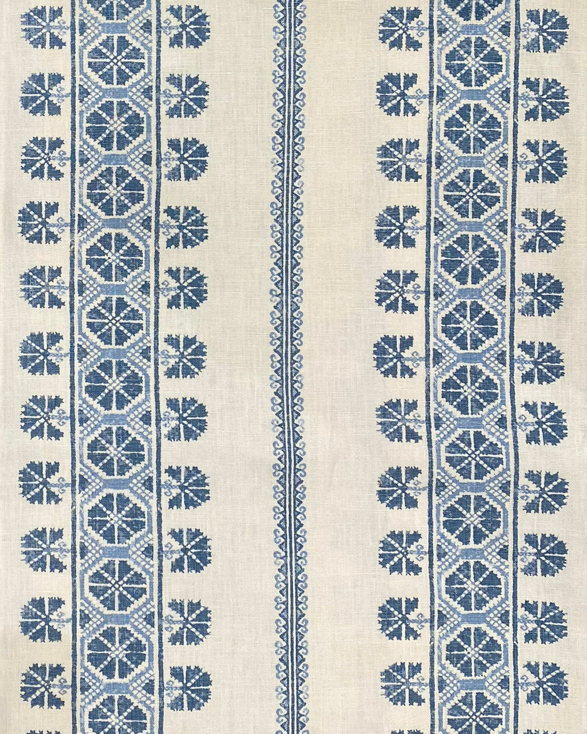Dianthe Fabric by Fleurons d'Hélène in Aegean