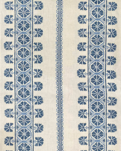 Dianthe Fabric by Fleurons d'Hélène in Aegean