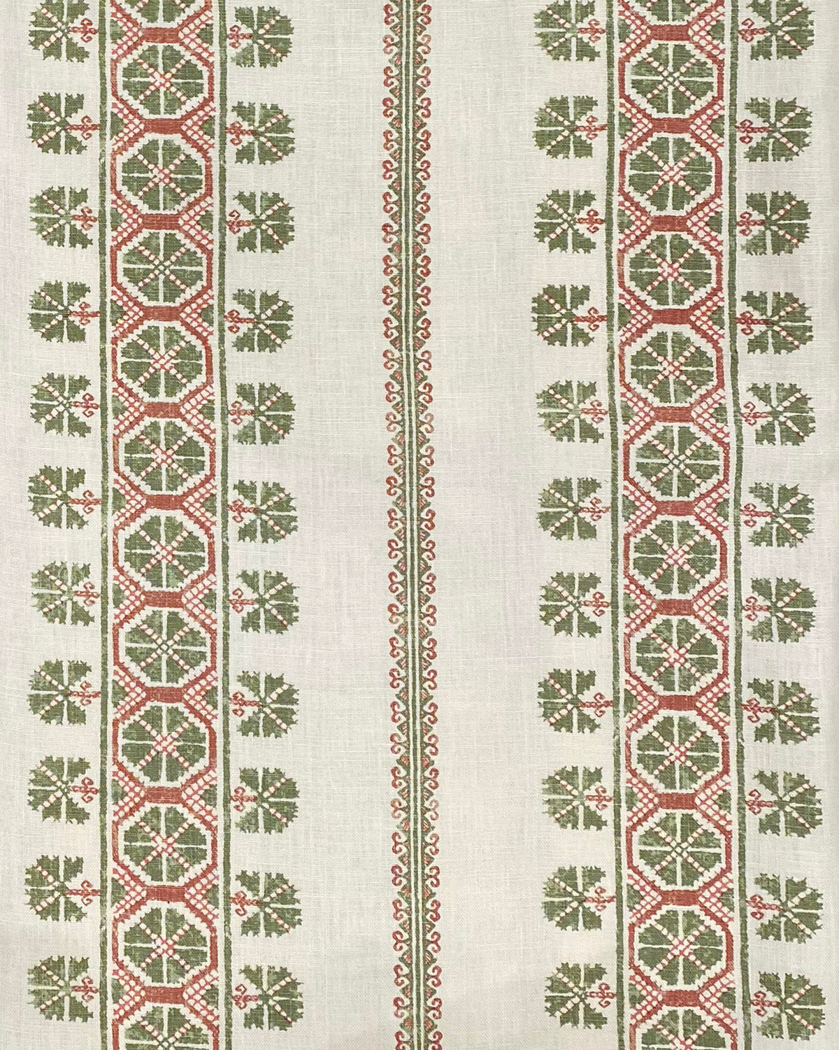 Dianthe Fabric by Fleurons d'Hélène in Asparagus