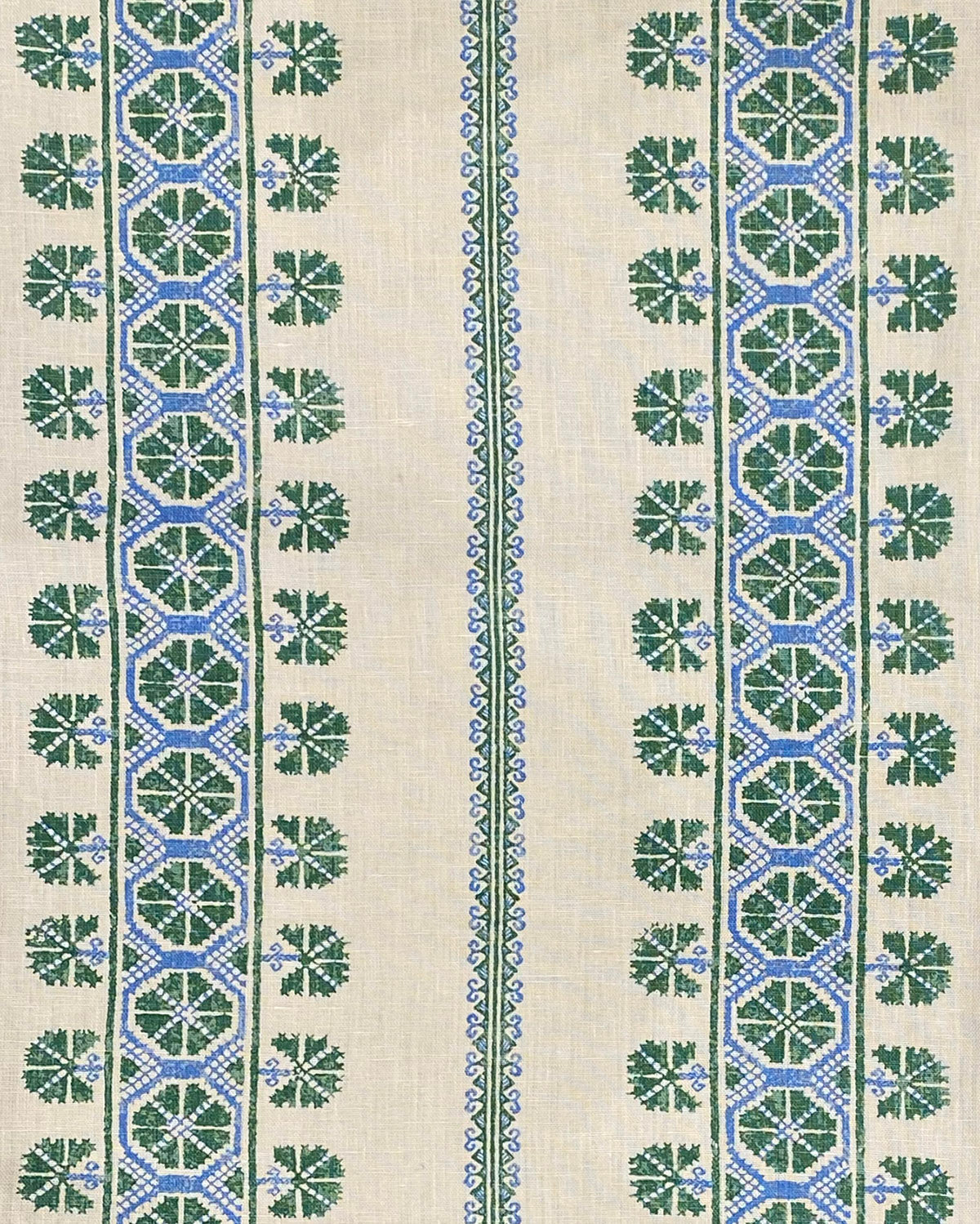 Dianthe Fabric by Fleurons d'Hélène in Emerald