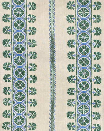 Dianthe Fabric by Fleurons d'Hélène in Emerald