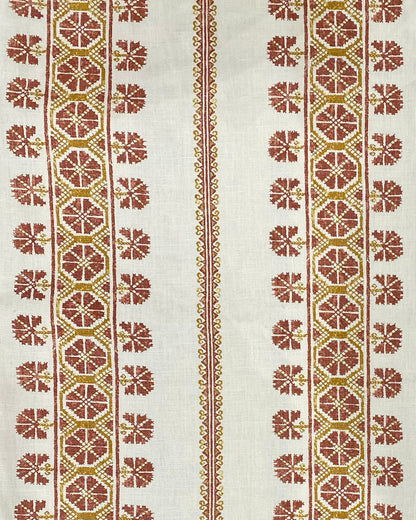 Dianthe Fabric by Fleurons d'Hélène in Red Earth