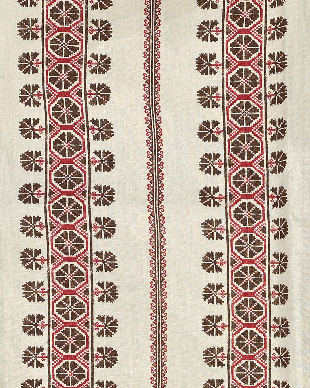 Dianthe Fabric by Fleurons d'Hélène in Walnut