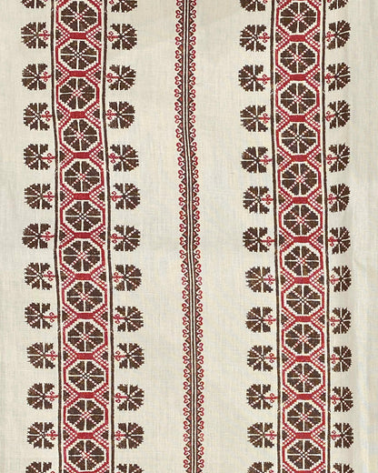 Dianthe Fabric by Fleurons d'Hélène in Walnut