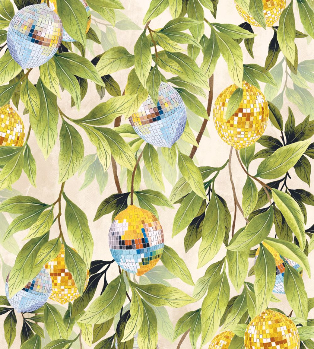 Disco Lemons Wallpaper by Brand McKenzie Cotton