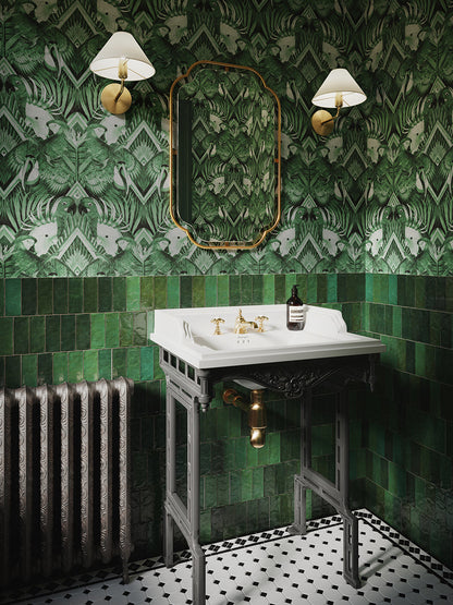 Divine Plumage Wallpaper by Divine Savages in Emerald, room setting