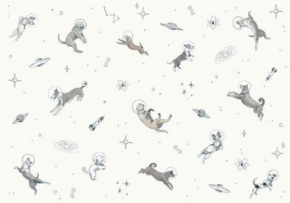 Doggy Gravity mural by Coordonné in Light, flat pattern view