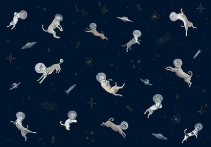 Doggy Gravity mural by Coordonné in Night, flat pattern view