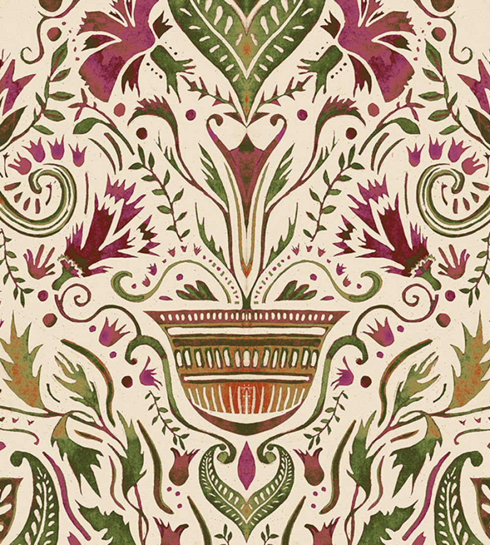 Domas Wallpaper by Tres Tintas Beige / Red