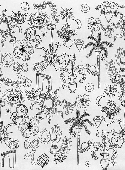 Doodle White mural by Rebel Walls
