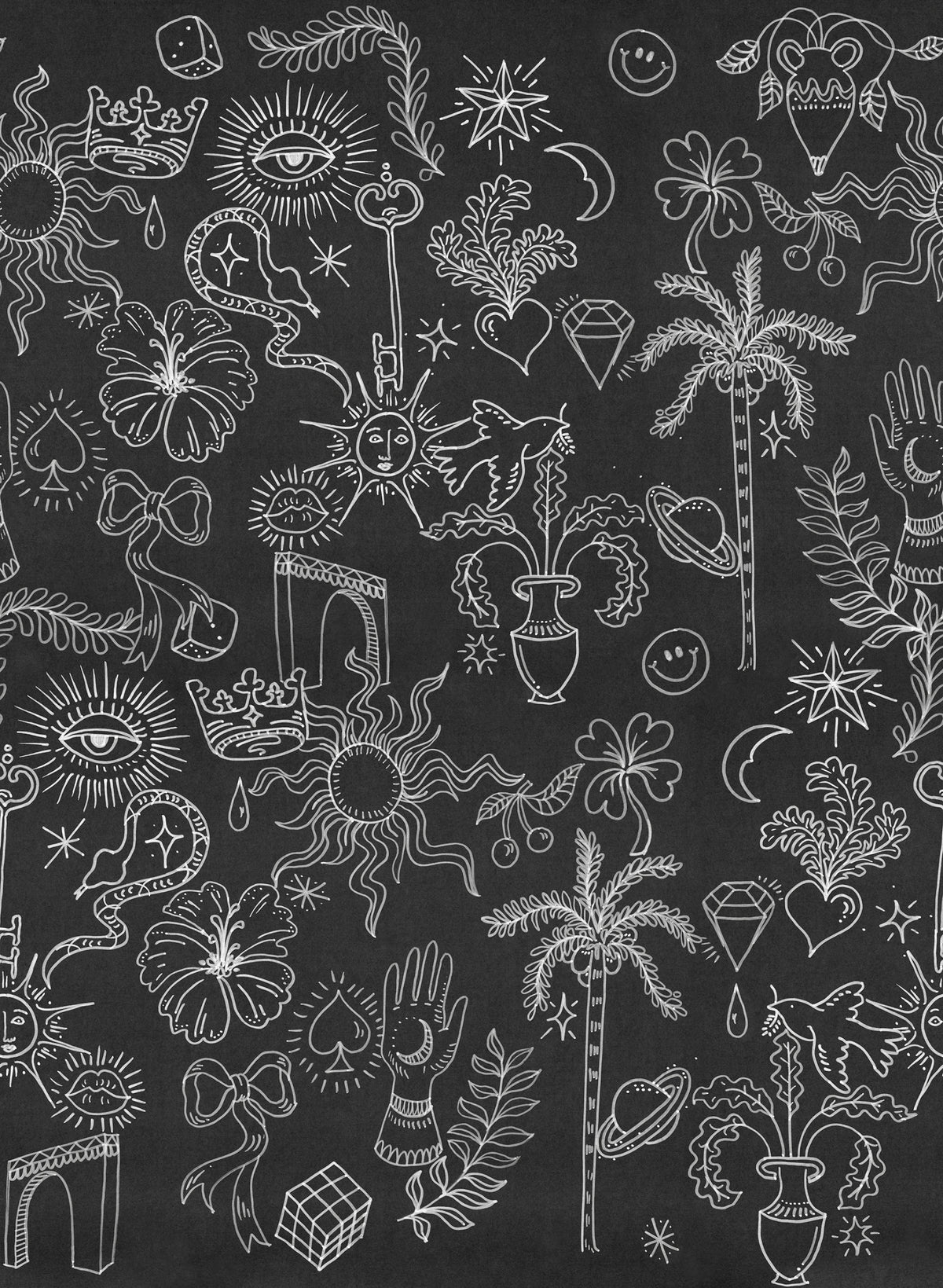 Doodle Black mural by Rebel Walls