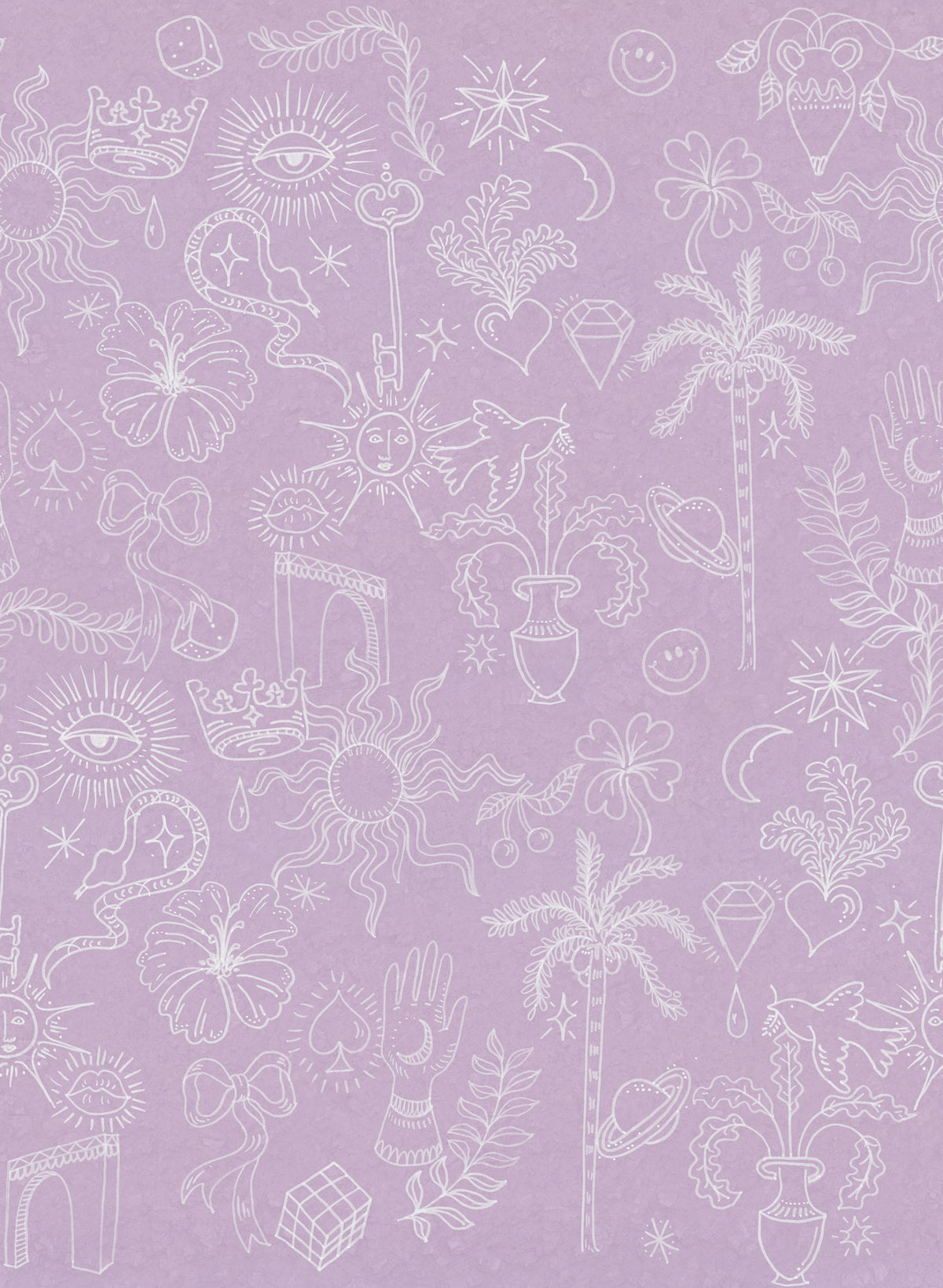 Doodle Lilac mural by Rebel Walls