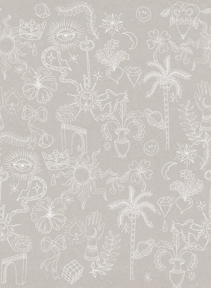 Doodle Beige mural by Rebel Walls