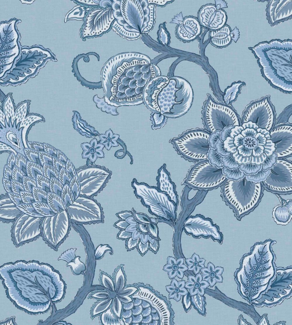 Doris Jacobean Wallpaper by Woodchip & Magnolia Blue on Blue