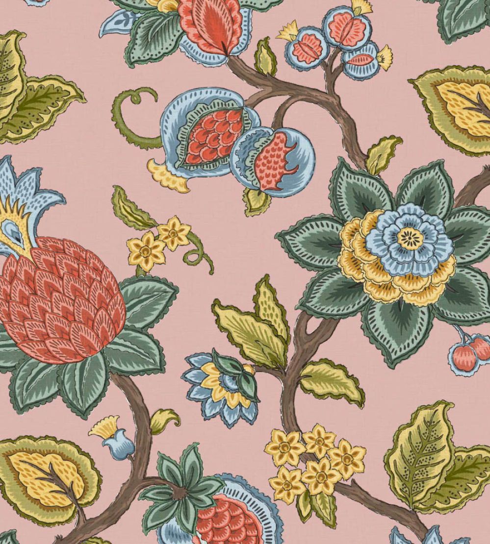 Doris Jacobean Wallpaper by Woodchip & Magnolia Plaster Pink