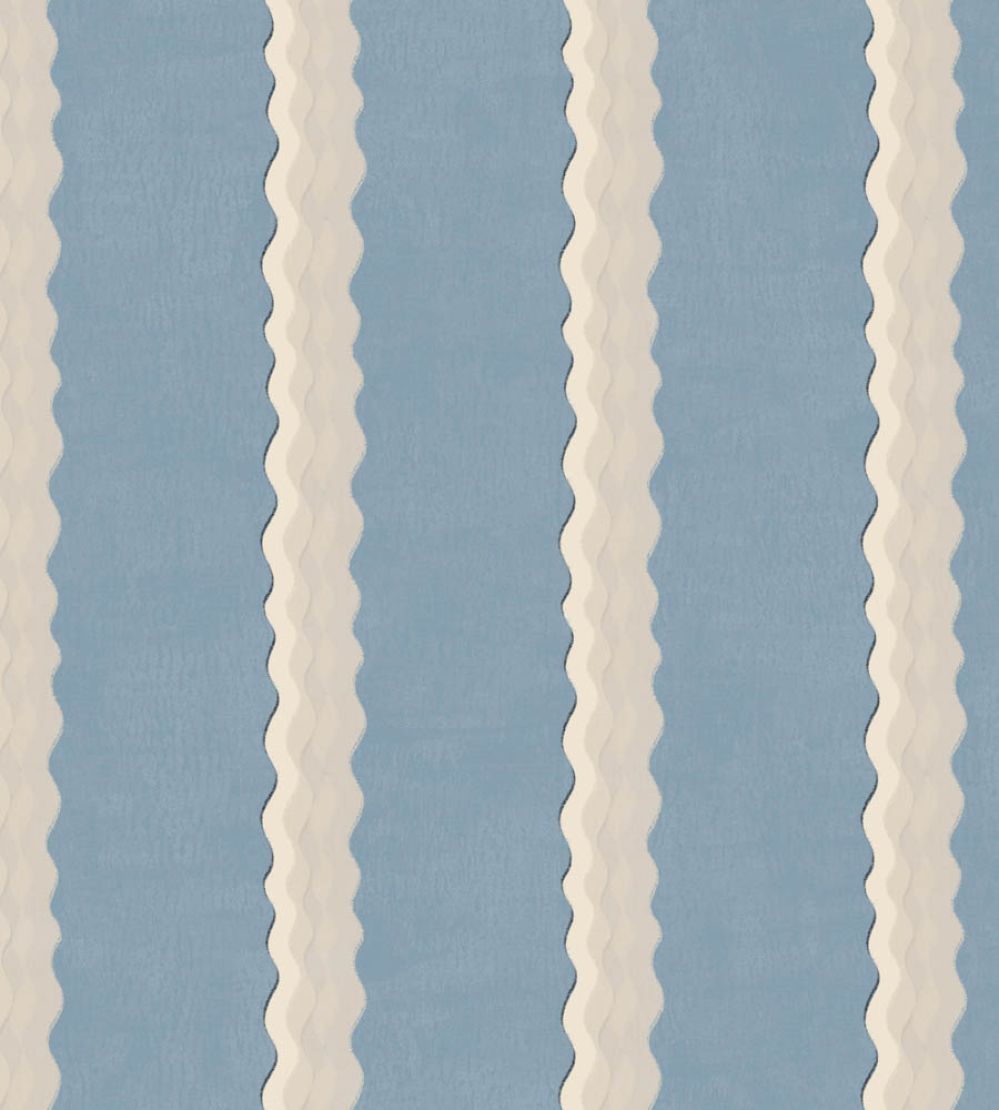 Double Scroll Stripe Fabric by Parker & Jules Sky