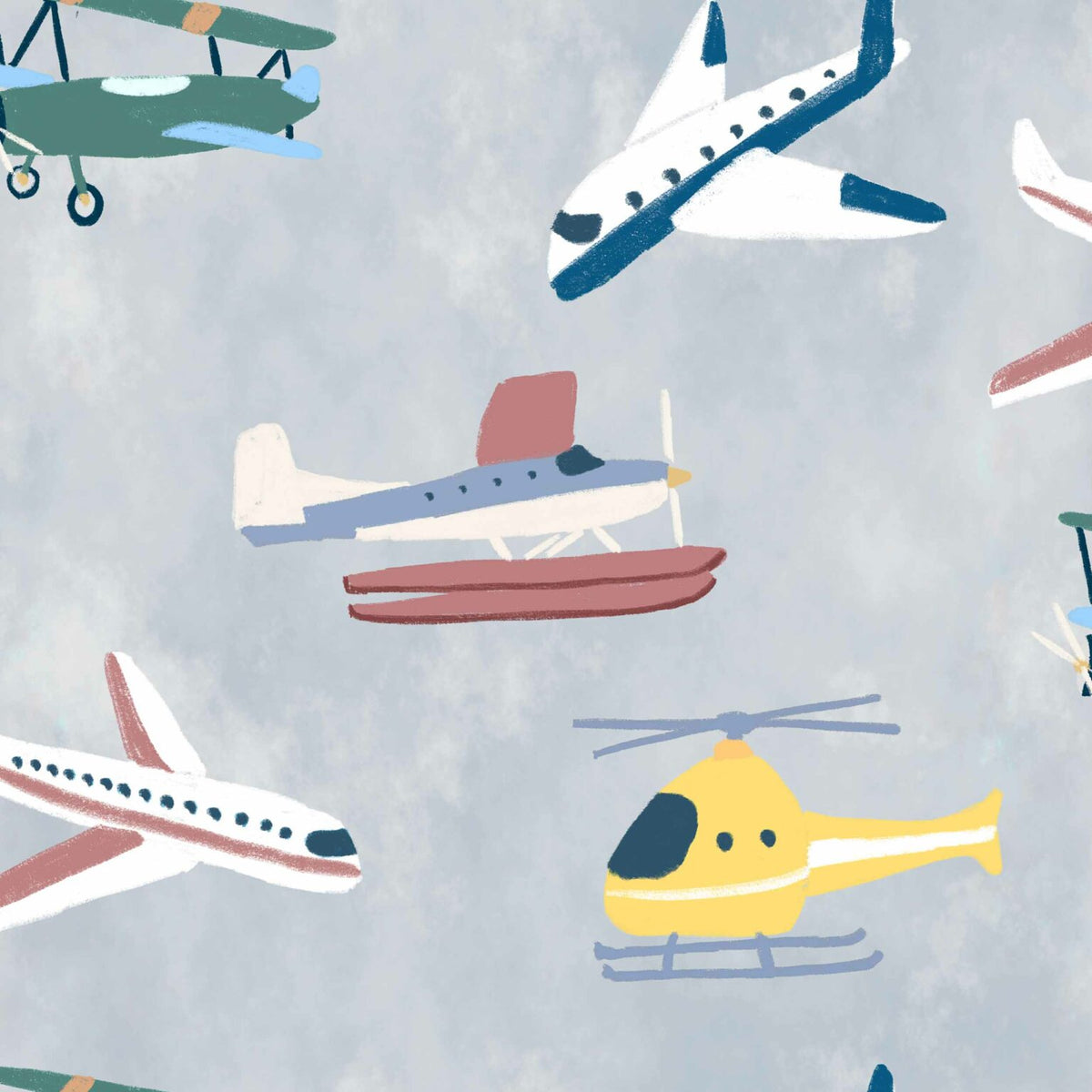Draft Planes wallpaper by Coordonné in Cloud, flat pattern view
