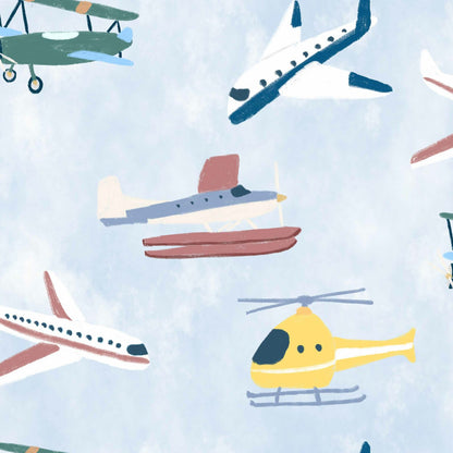 Draft Planes wallpaper by Coordonné in Sky, flat pattern view