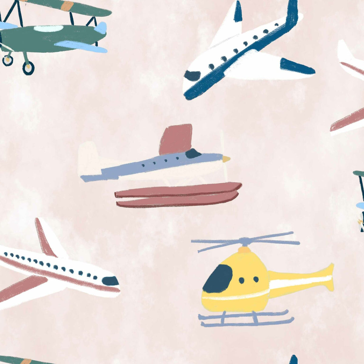 Draft Planes wallpaper by Coordonné in Sunrise, flat pattern view