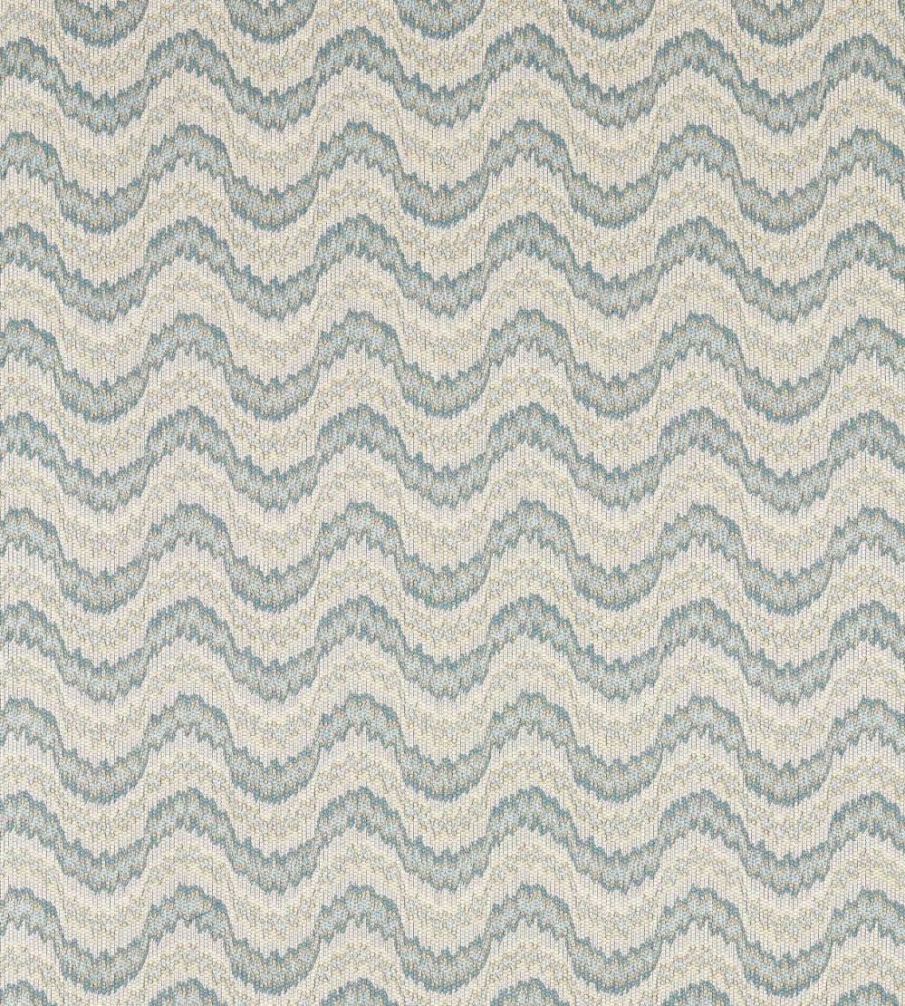 Dragon Flamestitch Fabric by Zoffany Blue Stone