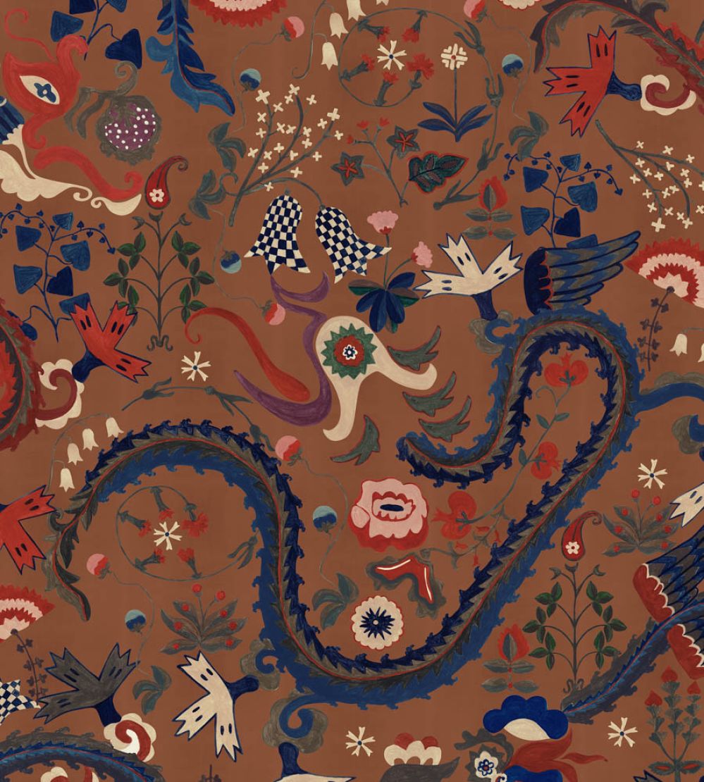 Dragon Flower Wallpaper by MINDTHEGAP Golden Brown