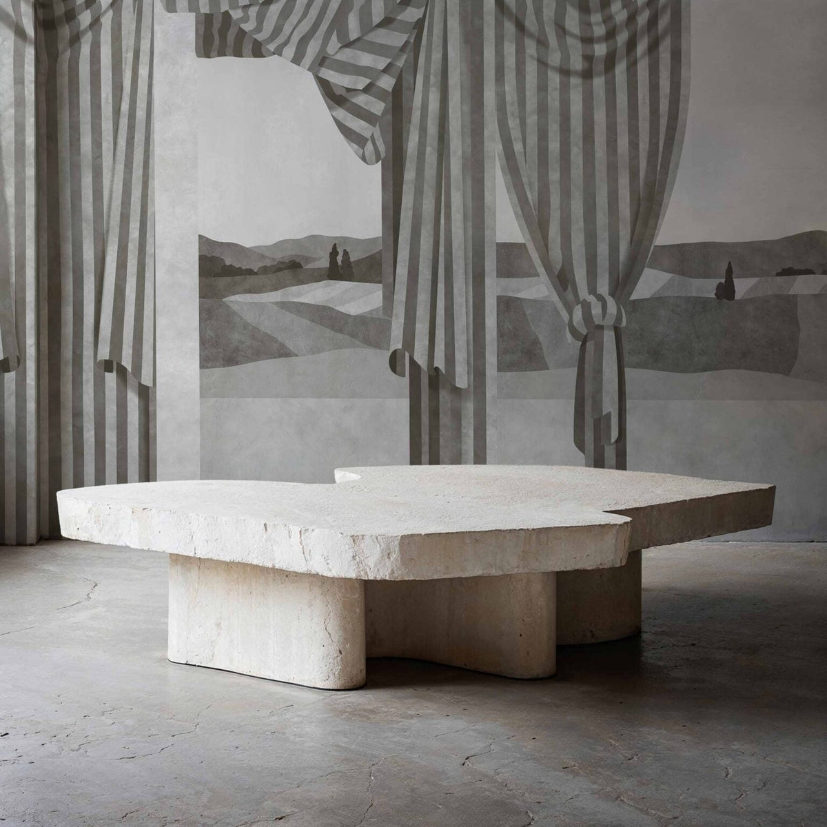 Drapé mural by Coordonné in Off, shown in a styled room