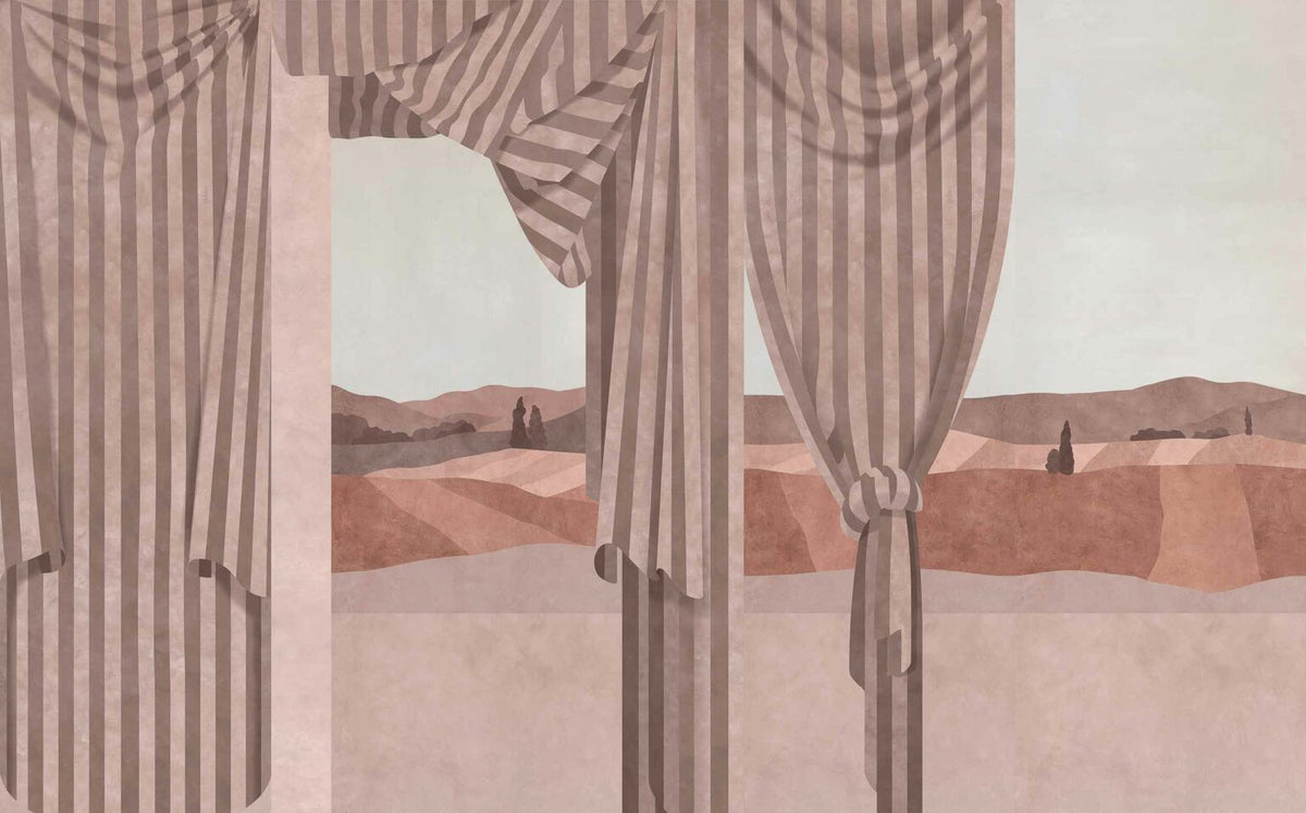 Drapé mural by Coordonné in Scarlet, flat pattern view