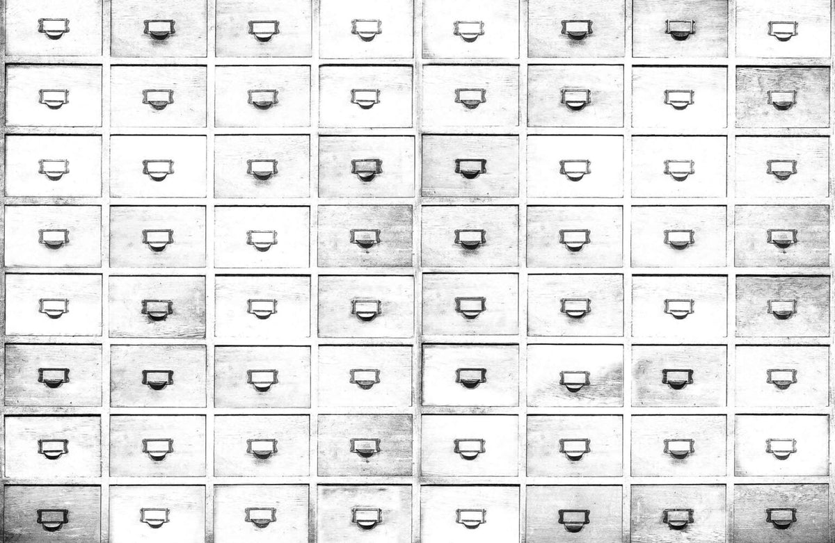 Drawers mural by Coordonné in White, flat pattern view