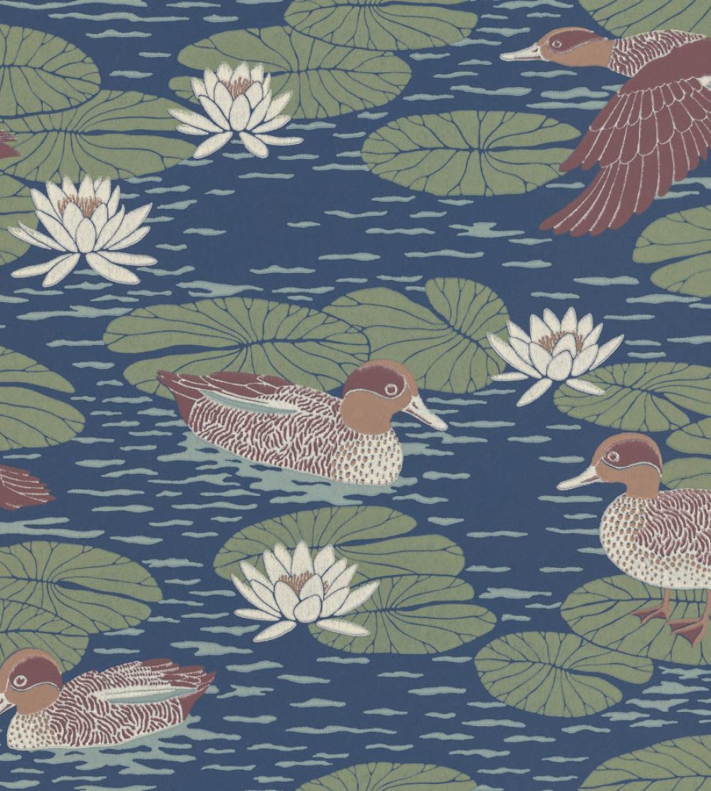 Duck Pond Wallpaper by Langelid Von Bromssen Deep Blue