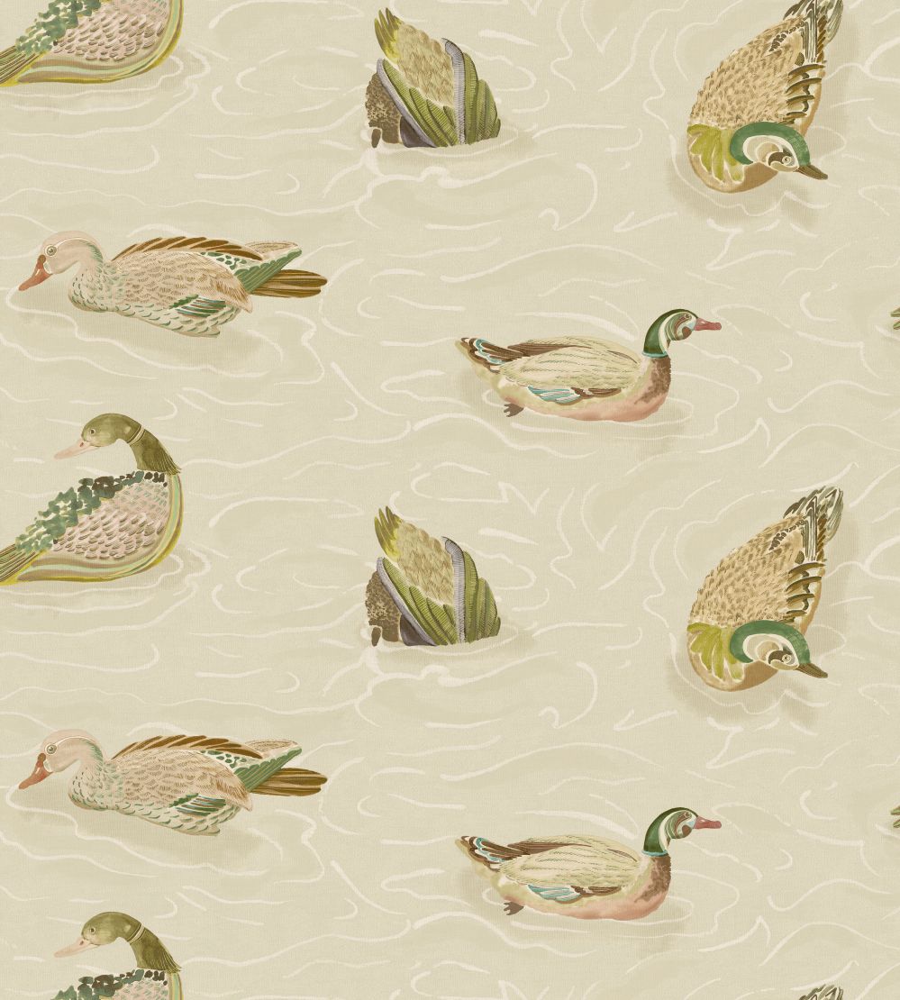 Duck Pond Wallpaper by Mulberry Home Emerald/Stone