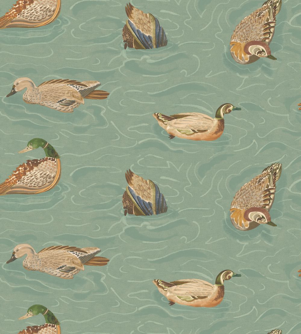 Duck Pond Wallpaper by Mulberry Home Teal