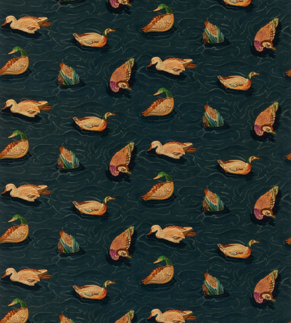 Duck Pond Velvet Fabric by Mulberry Home Indigo