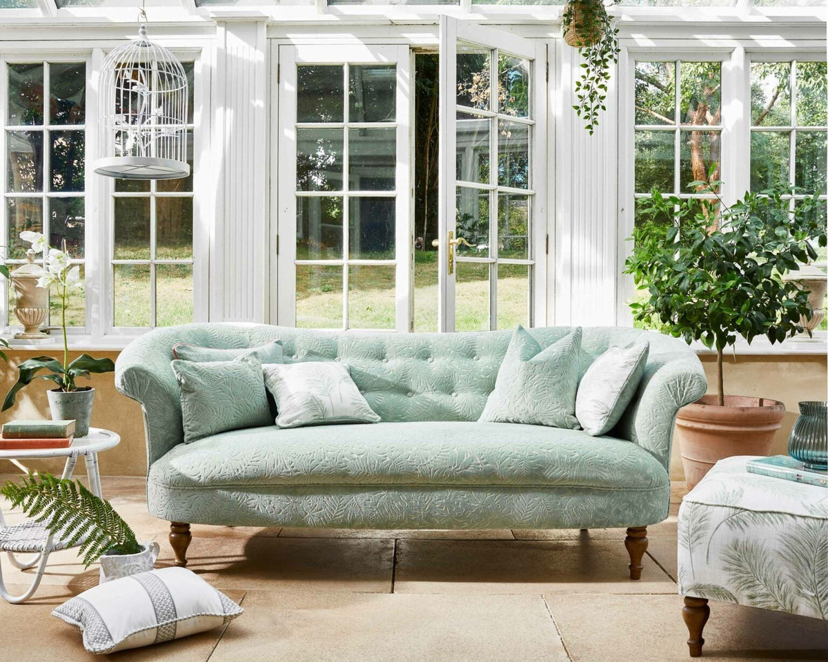 Dulcinea fabric by Coordonné in Laurel, shown in a styled room