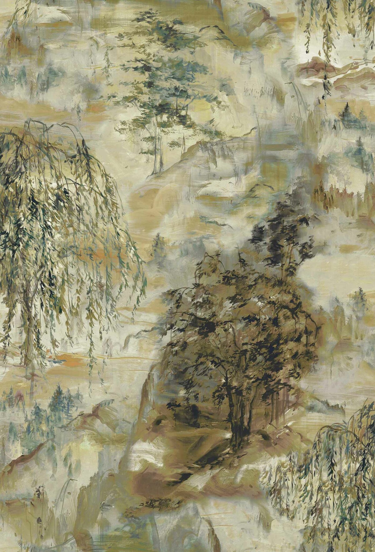 Dunhuang wallpaper by Coordonné in Cardamom, flat pattern view
