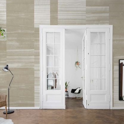Earth Layers mural by Coordonné in Dune, shown in a styled room