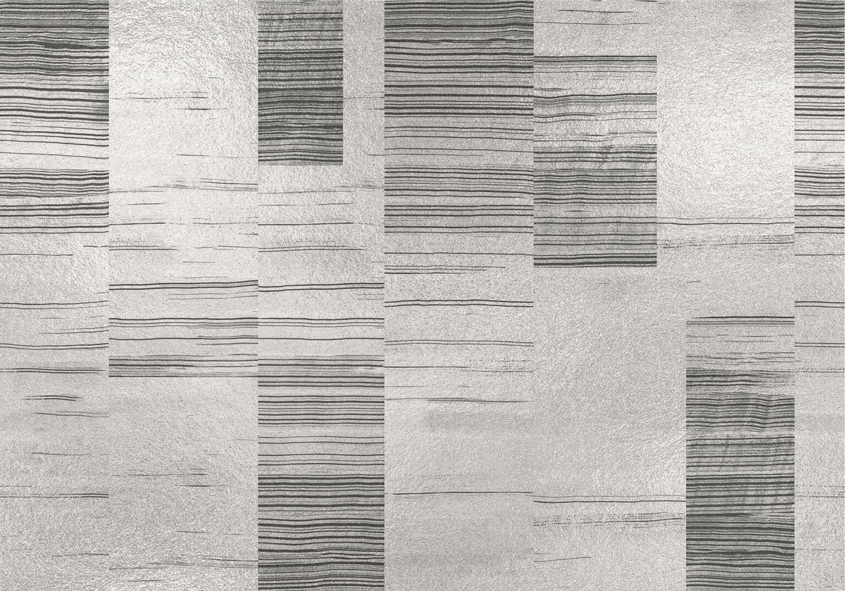 Earth Layers mural by Coordonné in Metallics Silver, flat pattern view