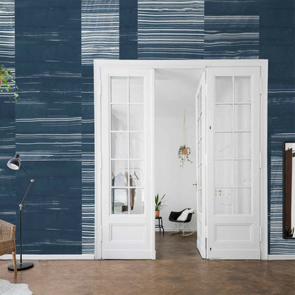 Earth Layers mural by Coordonné in Sapphire, shown in a styled room