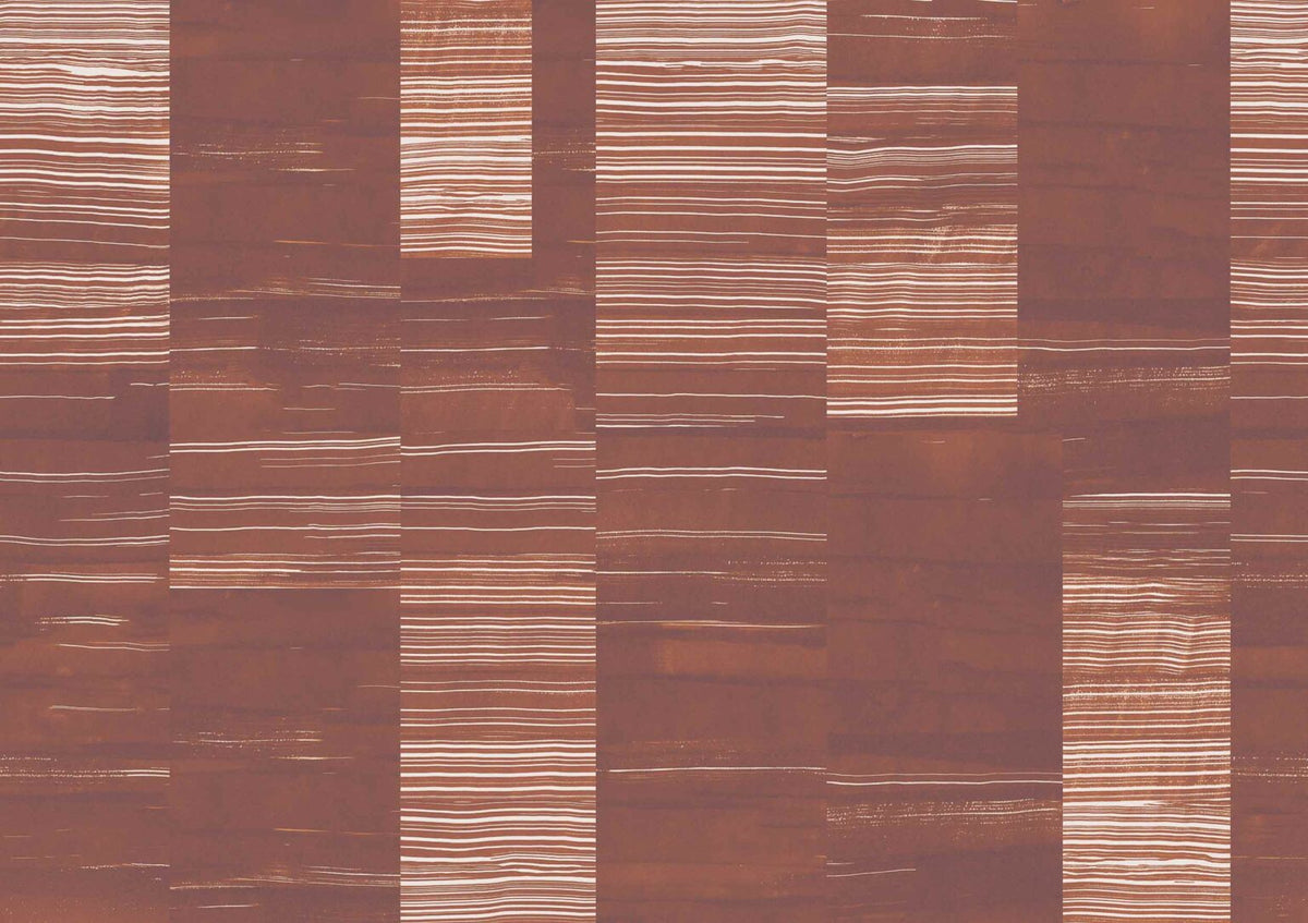 Earth Layers mural by Coordonné in Terracotta, flat pattern view