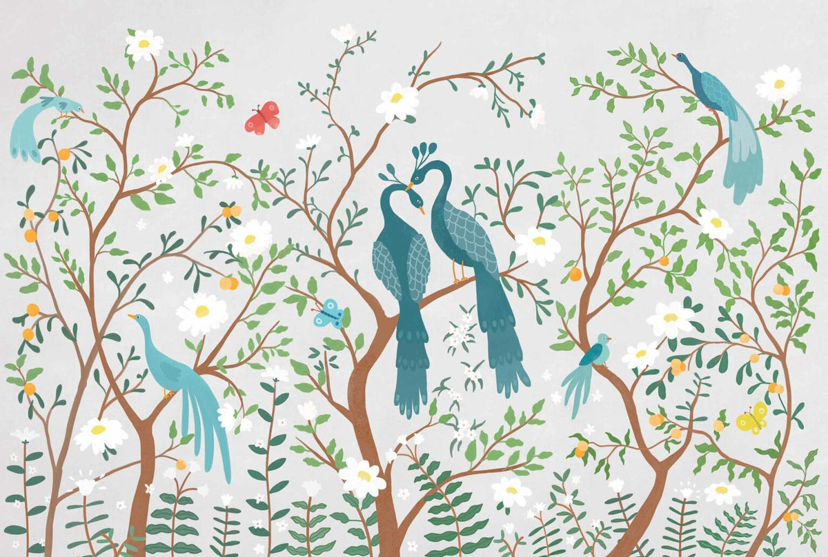 Edo Kids mural by Coordonné in Natural, flat pattern view