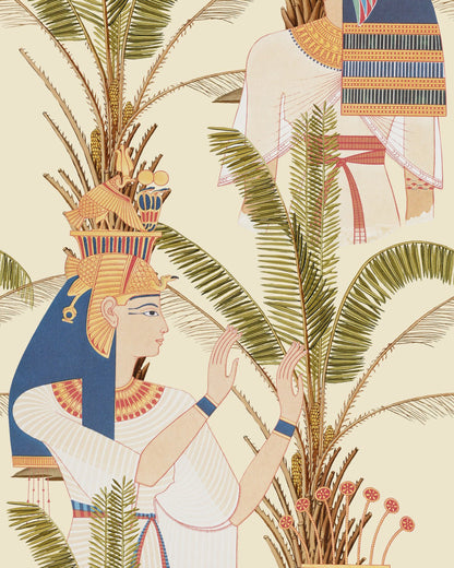 Egyptian Queens Taupe, Blue wallpaper by MINDTHEGAP